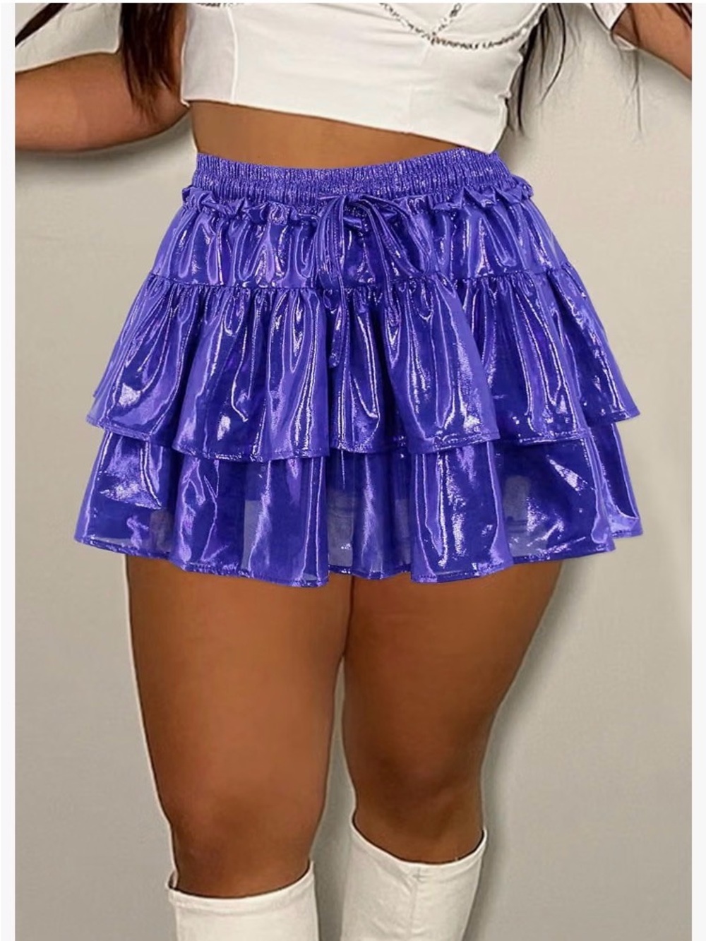 NEW Electric Blue Ruffle Mini Skirt - Picture 2 of 7